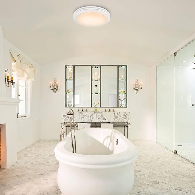 Akicon Ultra Quiet Bathroom Exhaust Fan with LED Light 80CFM 2.0 Sones Round Bathroom Ventilation Fan with Frosted Glass Cover Satin White Finish (Satin White) - Image 8
