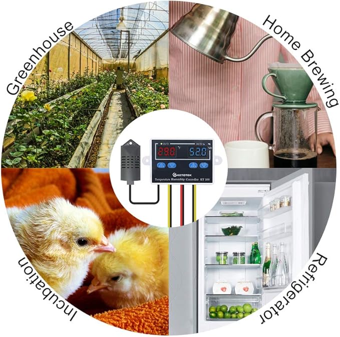 KETOTEK Temperature Humidity Controller Digital Thermostat Module 120V, Heating Cooling Humidification and dehumidification Control 110V 10A, Fahrenheit Display - Image 6