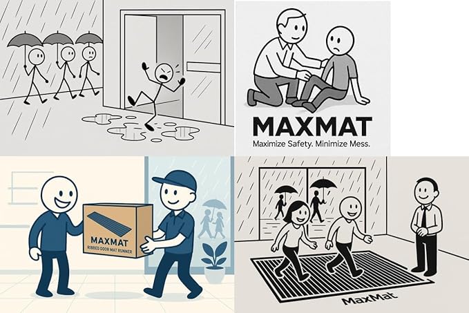 MaxMat® 4-Pack Extra Large Commercial Floor Mat, 3 x 5 Feet Heavy Duty, Waterproof, Low-Profile, Easy to Clean, Rubber Entry Mat (Black, 3 x 5 Feet - 4 Pack) - Image 9