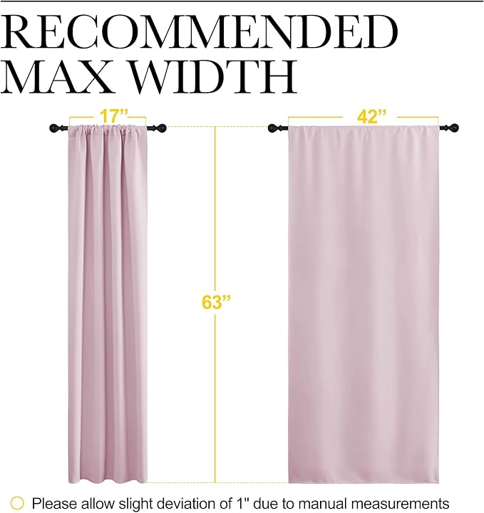 NICETOWN Room Darkening Curtains for Girls Room - Nursery Essential Thermal Insulated Solid Rod Pocket Top Drapes (Lavender Pink=Baby Pink, 1 Pair, 42 x 63 Inch) - Image 8