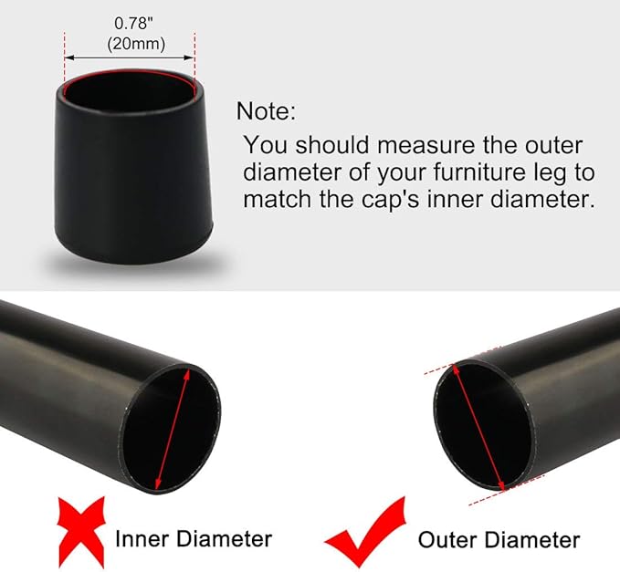 uxcell PVC Leg Cap Tip Cup Feet Cover 20mm 0.79" Inner Dia 8pcs Floor Protector Moisture Resistant for Furniture Chair Desk - Image 3