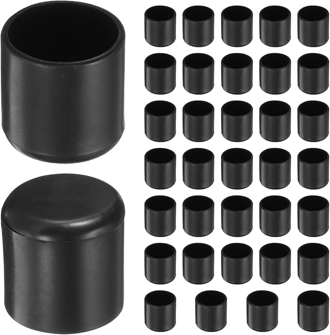 uxcell 36pcs Round Chair Leg Caps 19mm/0.7" PVC Chair Leg Floor Protectors Non-Slip Chair Feet Covers for Hardwood Floors Furniture Protectors, Black by uxcell