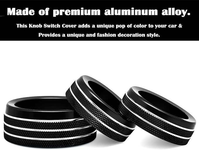 Auprite Climate Control Knob Covers for Challenger Accessories 2015-2023 2024, for Dodge Charger 2015-2023 2024, for Dodge Chrysler 300/300s 2015-2024,3Pcs Kit (Black) - Image 5