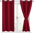 Hiasan Blackout Curtains for Bedroom - Thermal Insulated & Light Blocking Window Curtains for Living Room, 2 Drape Panels Sewn with Tiebacks, Christmas Red, 42 x 54 Inch by Hiasan