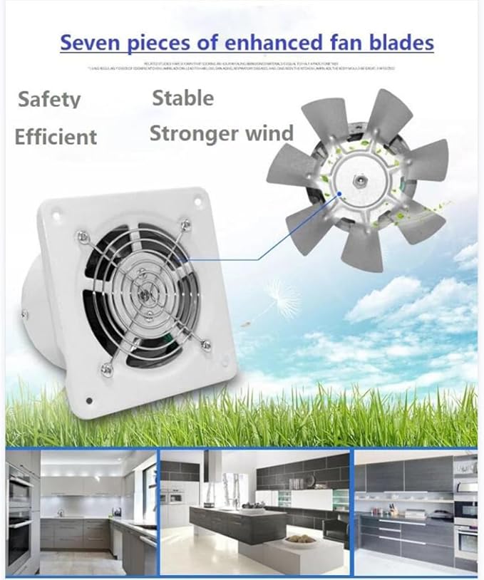 4'' Wall-Mounted Exhaust Fan, Small Bathroom Metal Iron Ventilation Fan, IPX4 118CFM Window Extractor Fan with Anti-backflow Check for Toilet, Office, Garage, Attic - Image 5