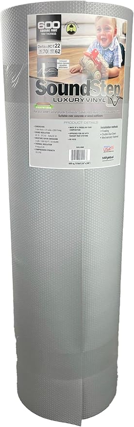 SoundStep LV Luxury Vinyl, Laminate, or Wood Underlayment (Float, Glue, or Nail) w/Vapor Barrier- Sound Reduction, Compression Resistant, Moisture Protection 3'x200' Roll (Covers 600 sqft) SSXLLV600 - Image 3