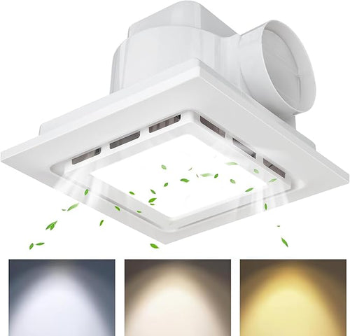 10" Bathroom Exhaust Fan with Light Ultra Quiet Ventilation Fan Combo 1.0 Sone 145CFM 8.3x8.3 Mount (3-Color) - Image 2