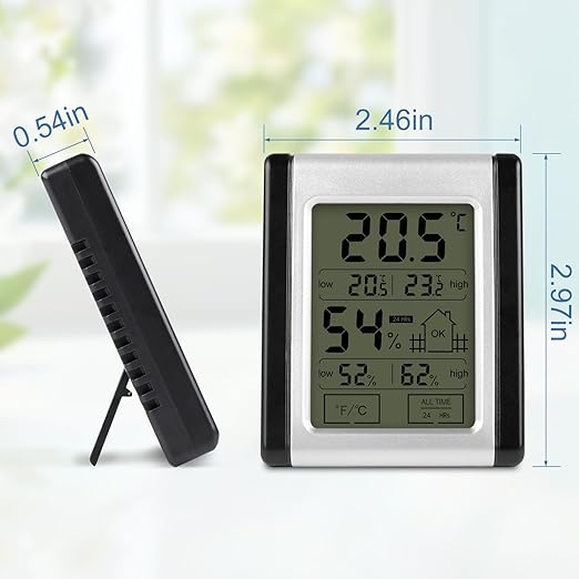 Digital Indoor Thermometer and Hygrometer Monitor with Touch Screen, Comfort Indicator & 24-Hr History, High Accuracy Home Room Temperature Humidity Gauge (3×2.5×0.6 in) - Image 2