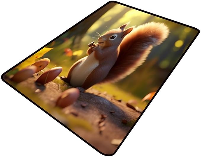 Rug, Squirrel in The Sun Pattern Printing Anti-Slip Backing Area Rugs Stain Resistant Washable Accent Rugs Non Shedding Floor Carpet for Living Room Bedroom, 72 x 108 Inch by Snarena