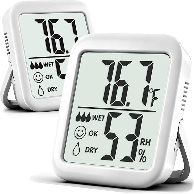 Antonki 2 Pack Room Thermometer for Home, Hygrometer Indoor Humidity Meter Gauge, Digital Temperature and Humidity Sensor Monitor for House, Terrarium, Incubator, Greenhouse - Battery Included by Antonki
