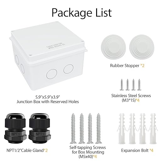 LeMotech Junction Box, Electrical Box IP65 Water Resistant Dustproof ABS Plastic Project Enclosure for Electronics White 5.9X 5.9X 3.9 inch - Image 7