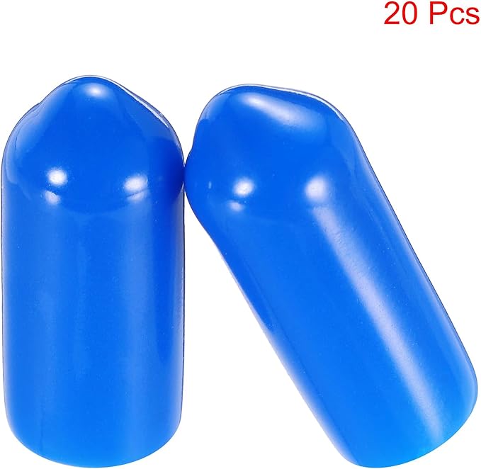 uxcell 20pcs Rubber End Caps 6mm(1/4") ID Vinyl PVC Round Tube Bolt Cap Cover Screw Thread Protectors,Blue - Image 2