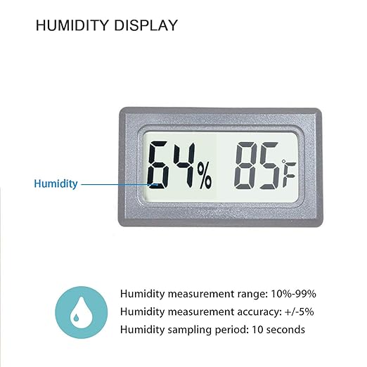 Reptile Thermometer Hygrometer Meter Indoor Temperature Gauge Fahrenheit ℉ Mini Digital Humidity for Outdoor Office Humidors Jars Incubators Guitar Case (1) - Image 4