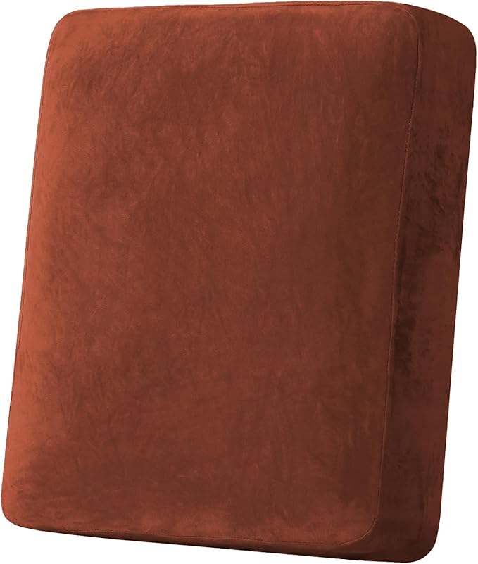 H.VERSAILTEX Velvet Stretch Couch Cushion Cover Plush Cushion Slipcover for Chair Cushion Furniture Protector Seat Cushion Sofa Cover(1 Piece Armchair Cushion Cover, Rust) by HVERSAILTEX