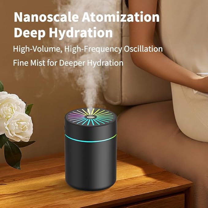 180ml Portable Small Humidifier with Colorful LED Night Light, USB Personal Desktop Humidifier for Car Home Office Travel, Auto Shut-Off, 2 Mist Modes, Super Quiet - Image 5