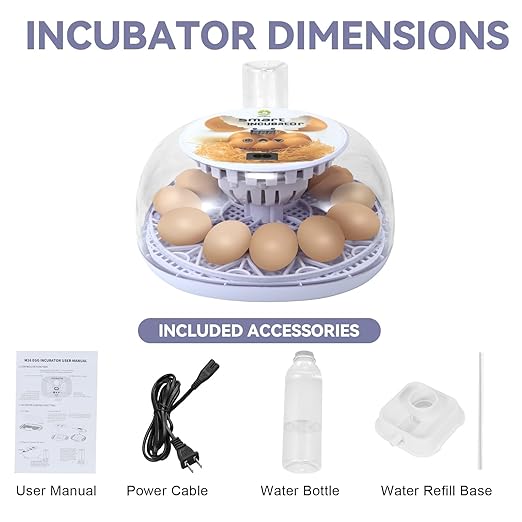 1st Gen - 12 Egg Automatic Incubator, Steady Humidity with Auto-Refill, Stable Temp Control, Auto Egg Turning, Candler, Real-Time Display for Hatching Chicken, Goose, Duck, Quail, Pigeon, and Turkey - Image 8