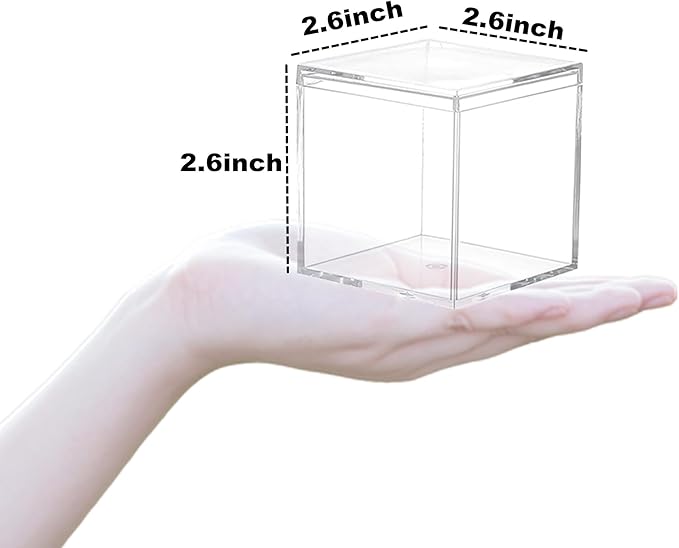 Clear Acrylic Box with Lid, 4 Pack 2.6x2.6x2.6 Inches Clear Decorative Boxes Acrylic Square Cube Storage Container Drawer Organizer for Vanity Jewelry Accessories - Image 2