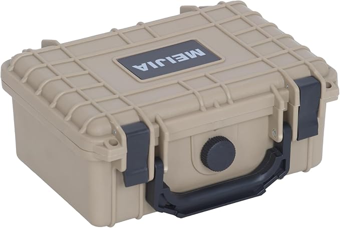 MEIJIA IP67 waterproof hard compact case,Customizable Fit Foam,8.12”x6.56”x 3.56”,Fit Use of Drones, Cameras,Equipments,lens (Desert Tan) by MEIJIA