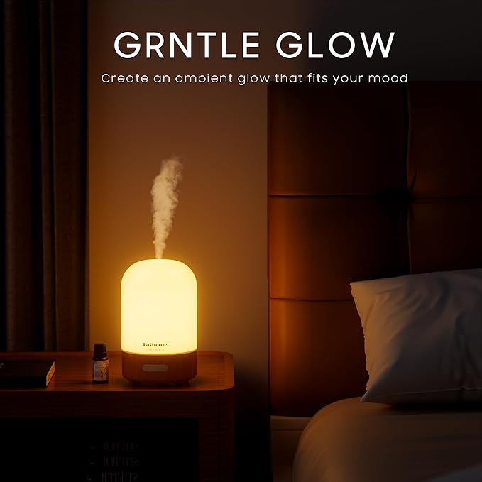 Essential Oil Diffuser Hand Blown Glass, 100ml Small Aromatherapy Diffuser, Auto Shut-Off Function, Ultrasonic Diffusers for Essential Oils, Cool Mist Humidifier with Warm White Lights（White） - Image 6