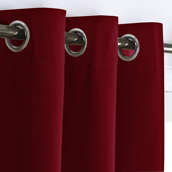 NICETOWN Christmas Sound Blocking Room Dividers Curtains Screens Partitions, Function Thermal Blackout Patio Door Panel, Sliding Door Insulated Wide Curtains, 8.3ft Wide x 7ft Long, Burgundy Red - Image 3