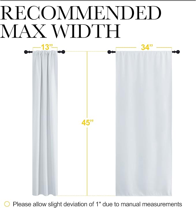 NICETOWN Greyish White Window Curtain Panels - Thermal Insulated Rod Pocket Room Darkening Curtain Sets for Bedroom (Greyish White, 2 Panels, 34 in x 45 in (W x L)) - Image 6