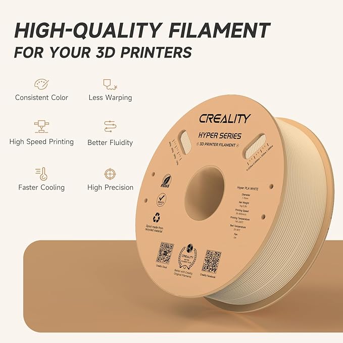 Official Creality Hyper PLA Filament 1.75mm, High Speed PLA 30-600mm/s Rapid 3D Printer Filament, Dimensional Accuracy +/-0.02mm, Fit Most FDM 3D Printers，1KG(2.2lbs) Spool Skin - Image 3