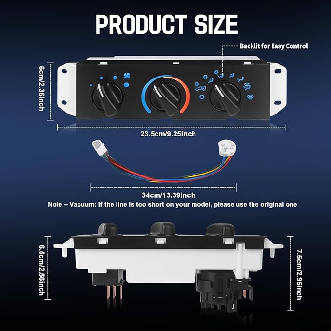 A/C Heater Control Panel with Blower Motor Switch Compatible with 1999-2004 Jeep Wrangler TJ, Climate Control Module Replace 55037473AB, BL101, HS-373 - Image 7