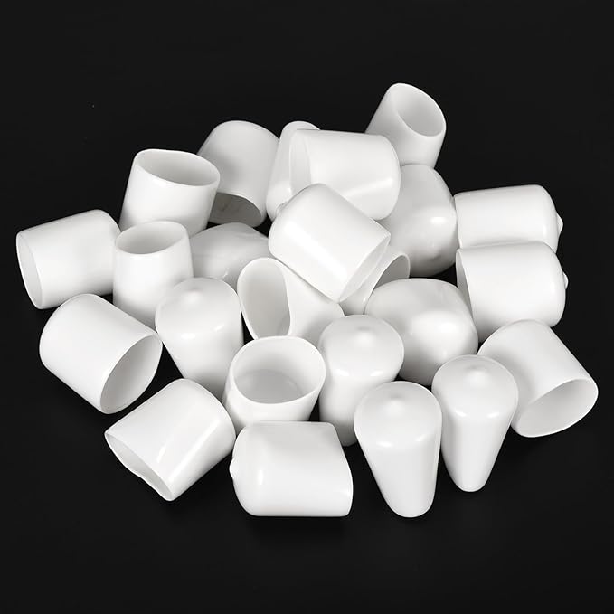uxcell 20pcs Rubber End Caps 24mm ID Vinyl Round End Cap Cover Screw Thread Protectors White - Image 4