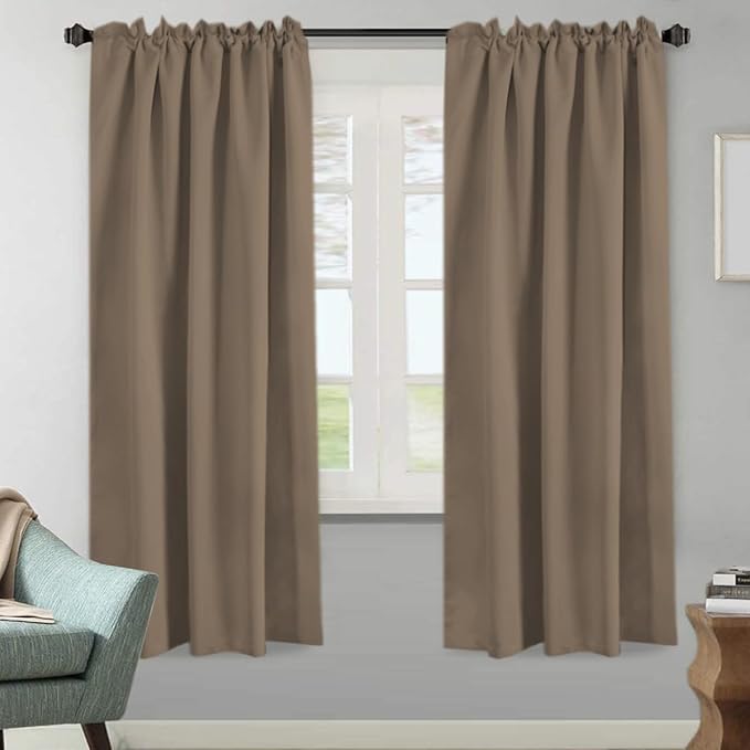 H.VERSAILTEX Blackout Curtains Thermal Insulated Window Treatment Panels Room Darkening Blackout Drapes for Living Room Back Tab/Rod Pocket Bedroom Draperies (2 Panels, Macchiato, 52 x 72 Inch) - Image 2