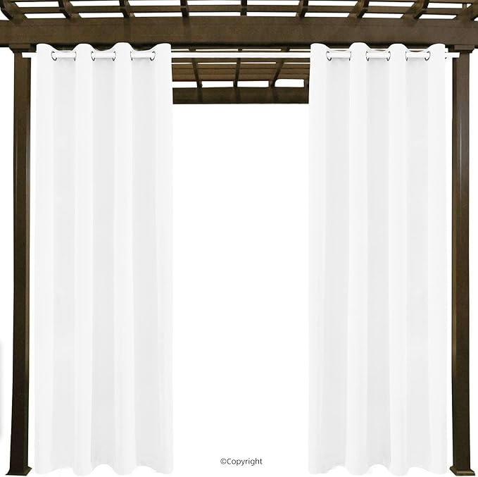 DIVA EN CAMINO DEC Outdoor Patio Curtain Waterproof Darkening Thermal Insulated Indoor Curtains for Bedroom, Porch, Living Room, Pergola, Cabana, W52 x L95, Pure White, Set of 2 Panels - Image 9