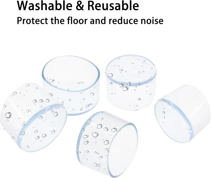 Round Chair Leg Caps,PVC Furniture Feet Covers,TTZEZE Transparent Round Floor Protectors,Clear Table Feet Covers Preventing Plastic Chair Leg Covers Scratches and Noise 50mm/1.97'', 24 - Image 5