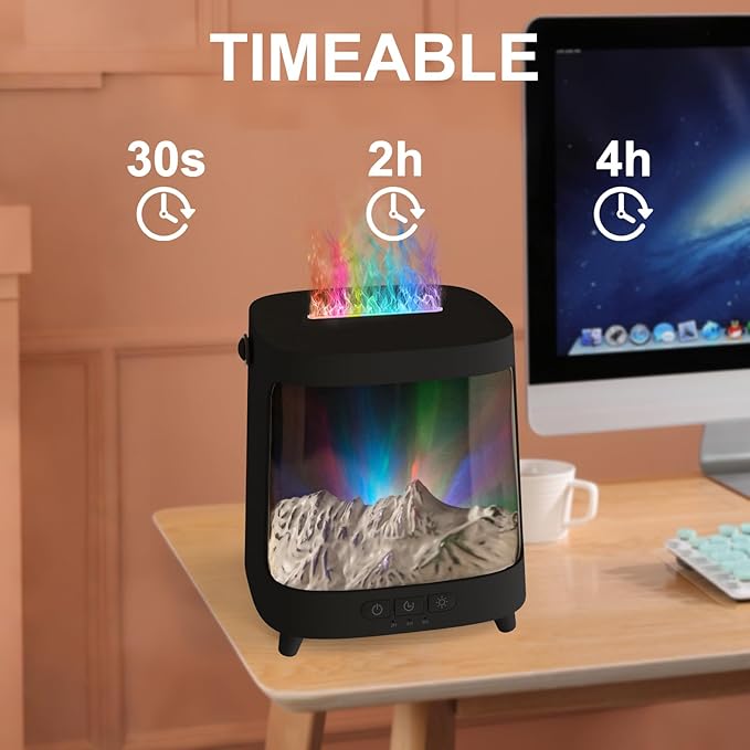 Essential Oil Diffuser, Upgraded Portable Aurora Flame Aromatherapy Scent Aroma Diffusers, 200ml Ultrasonic Cool Mist Humidifiers, Timer & Auto-Off for Home, Room - Image 5