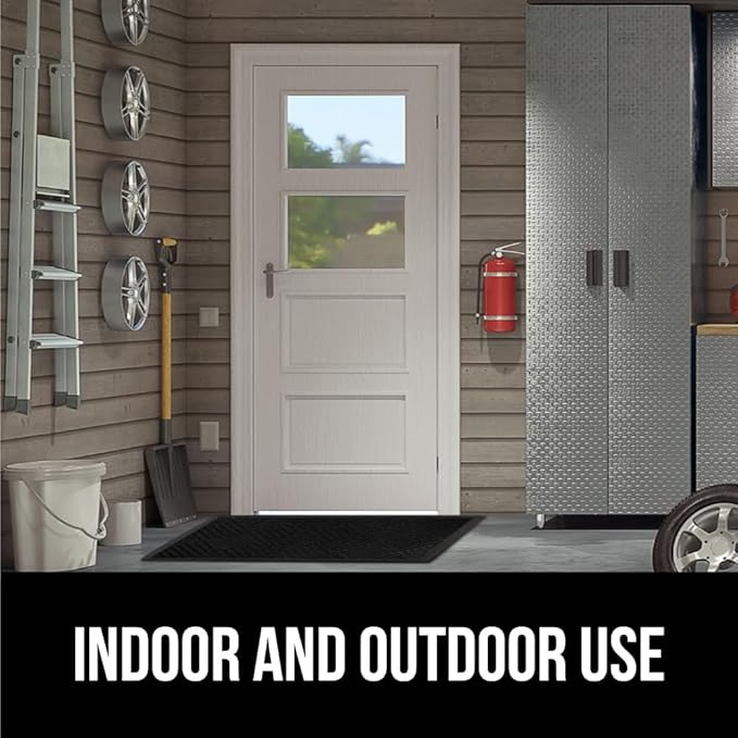GORILLA GRIP 100% Waterproof All-Season WeatherMax Doormat US Designed Natural Rubber, Stain and Fade Resistant, Low Profile Indoor Outdoor Door Mats, Easy Clean Patio Mat, 23x35, Black Diamond - Image 9