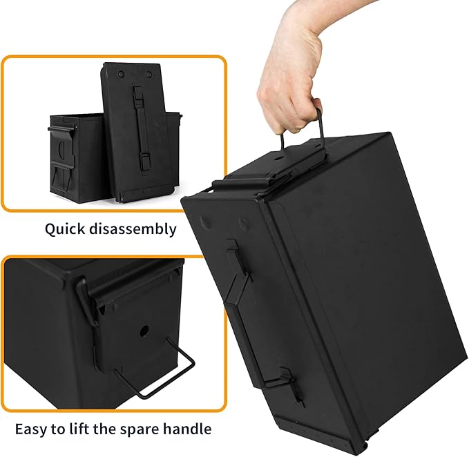 GUGULUZA Metal Ammo Can 30/50 Cal, Lockable Bullet Storage Case, Waterproof & Airtight Containers Box with Flip Top for Long-Term Storage Shotgun, Rifles, Pistols Ammunition - Image 6