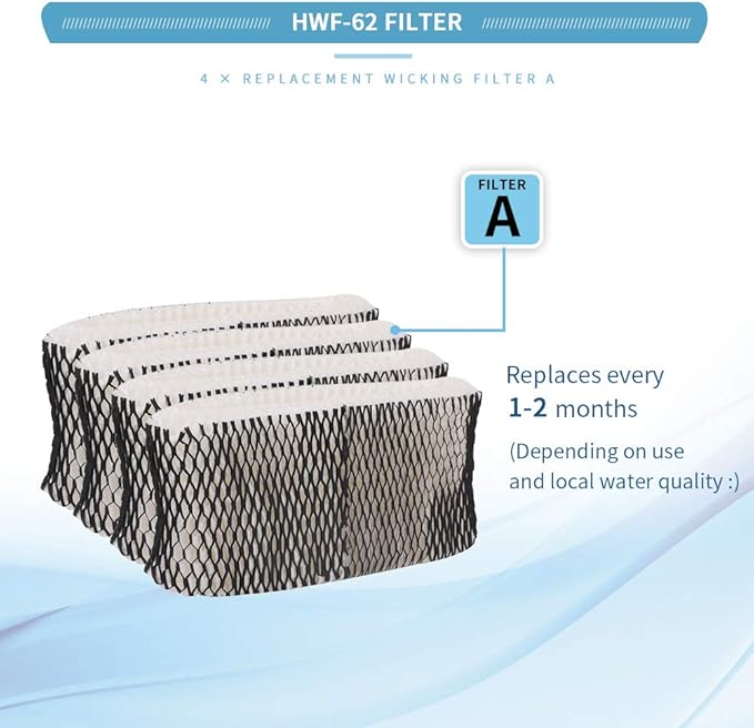 HWF62 Humidifier Filter A for Holmes - Replacement for Holmes Sunbeam Humidifier Filter A, Replaces HWF62 HWF62CS HWF62D SF212, Fits Humidifier Models SCM1100, SCM1701, SCM1702, SCM1762 (4 Pack) - Image 5