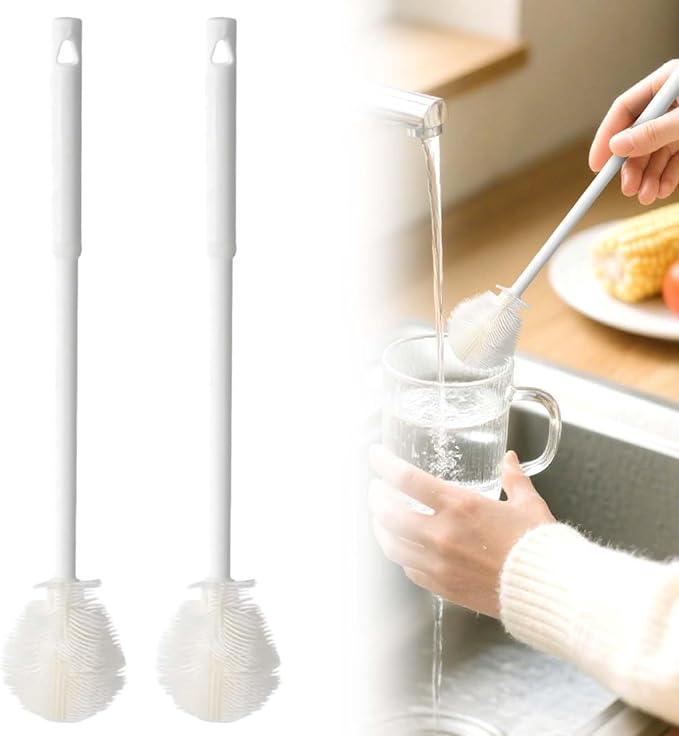 360° Flexible Silicone Bottle Brush with Long Handle, 2025 New Bottle Cleaning Brush, Deep Cleaning Brush for Narrow Neck Bottles, Water Bottles, Baby Bottles, Flasks Soft Bottle Brush (2PC) by AprYew