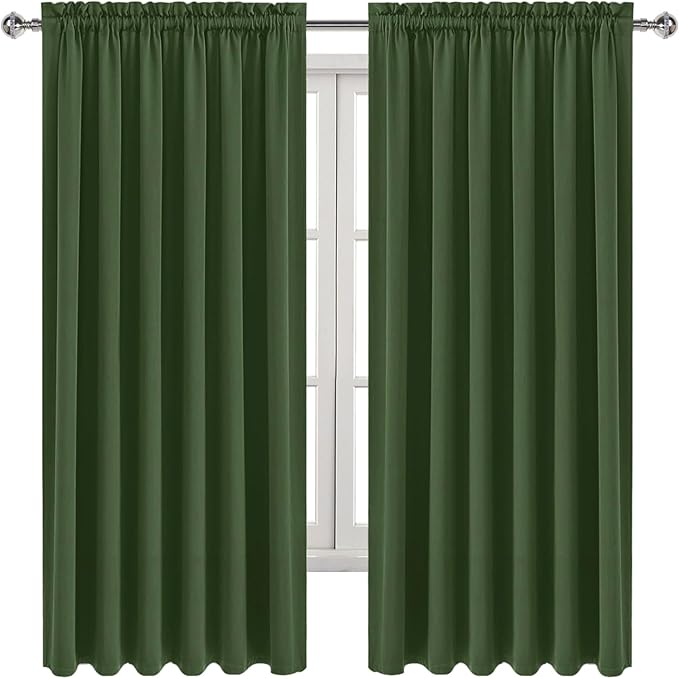 DWCN Blackout Curtains for Living Room Thermal Insulated, Energy Saving & Noise Reducing Bedroom Curtains, Olive Green, W 70x L 63 Inch, Set of 2 Rod Pocket Curtain Panels - Image 9
