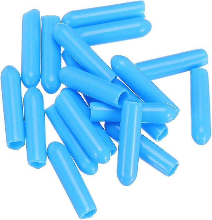uxcell 20pcs Rubber End Caps 3mm(1/8") ID Vinyl PVC Round Tube Bolt Cap Cover Screw Thread Protectors,Light Blue - Image 4