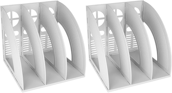SAYEEC 2Pcs Magazine Holder Plastic File Sorter Binder Holder for Desk Folder Organizer Stand Book Shelf Dividers Vertical Filling Storage Rack Desktop Bookshelf Display Box for Office School (Grey) by SAYEEC