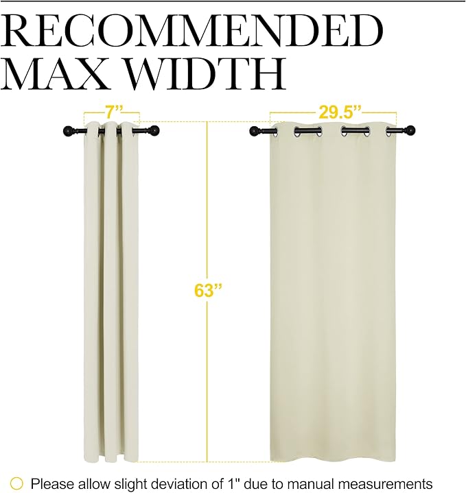NICETOWN Kitchen Curtains, Short Curtains for Bedroom Windows, Thermal Insulated Room Darkening Curtain Panels for Girls Room, Cafe (Beige, 34" W by 63" L, 1 Pair) - Image 6
