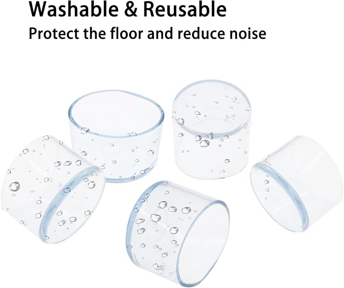 Round Chair Leg Caps,PVC Furniture Feet Covers,TTZEZE Transparent Round Floor Protectors,Clear Table Feet Covers Preventing Plastic Chair Leg Covers Scratches and Noise 40mm/1.57'', 24 - Image 5