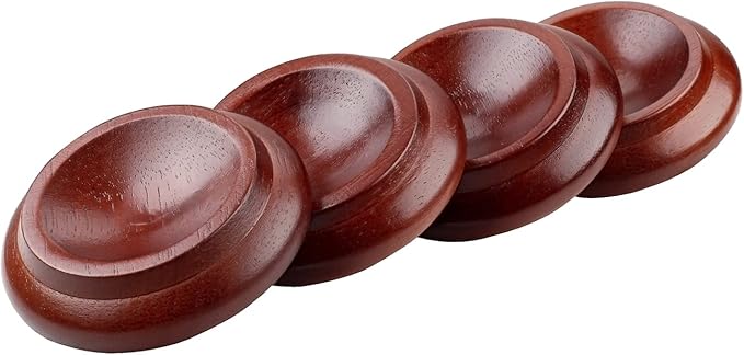 4 Pcs Solid Wood Upright Piano Caster Cups,Furniture Caster Cups,HilerPunk Sofas Beds Chairs Wheel Caster Cups Pads,with Non-Slip & Anti-Noise Felt Pads,for Hardwood Floor Protectors-Dark Brown - Image 3