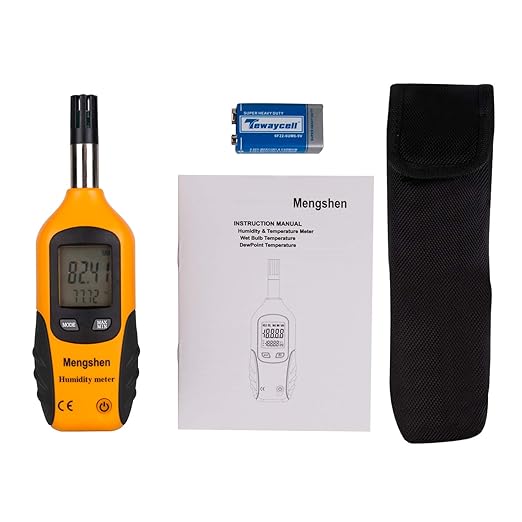 Mengshen Digital Psychrometer - Handheld Temperature and Humidity Meter Gauge with Dew Point and Wet Bulb Temperature - Battery Included - Image 7