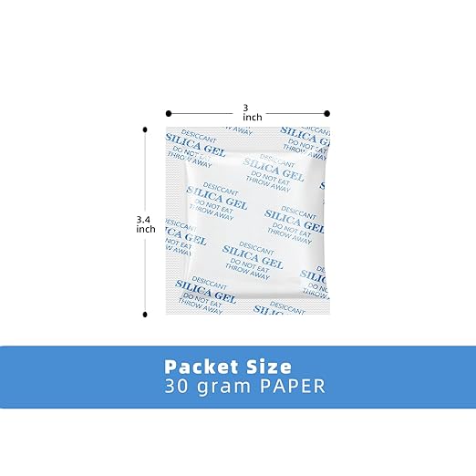 Silica Gel Packets Silica Gel Desiccants - Rechargeable (Food Safe) Silica Gel Packets - White - 100 Packets (30 Gram) - Image 3