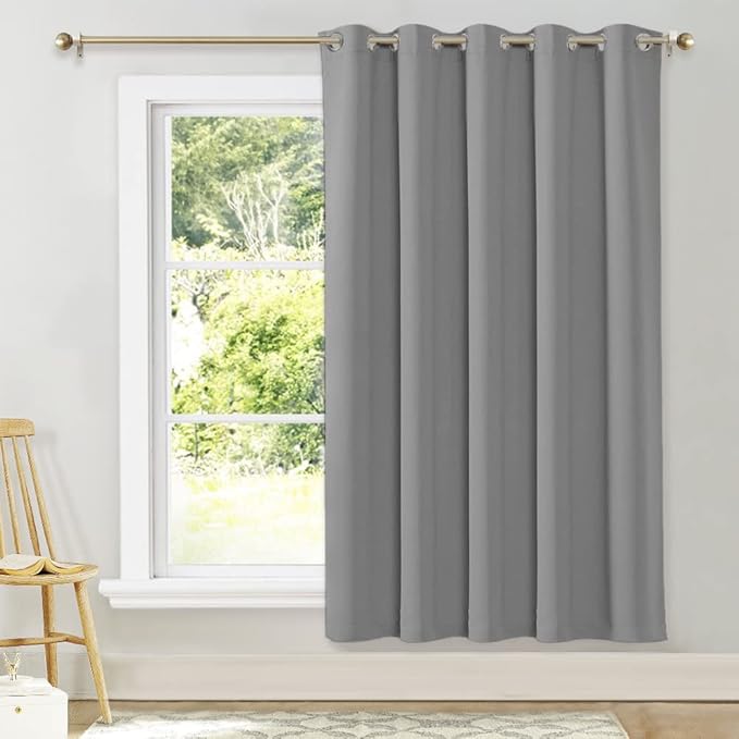 NICETOWN Silver Grey Blackout Wide Blinds for Sliding Door, Insulated Noise Reduction Drapes, Privacy Vertical Curtain for Living Room&Bedroom (1 Panel, W70 x L72) by NICETOWN