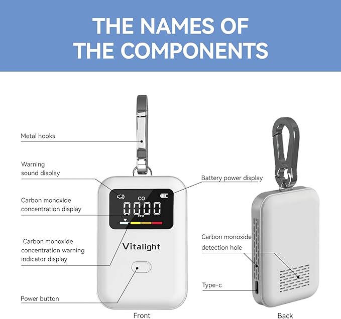 Carbon Monoxide Detector,Mini CO Detector for Travel, Air Quality Monitor,Stylish and Lightweight CO Monitor for Home Indoor/Outdoor - Image 4