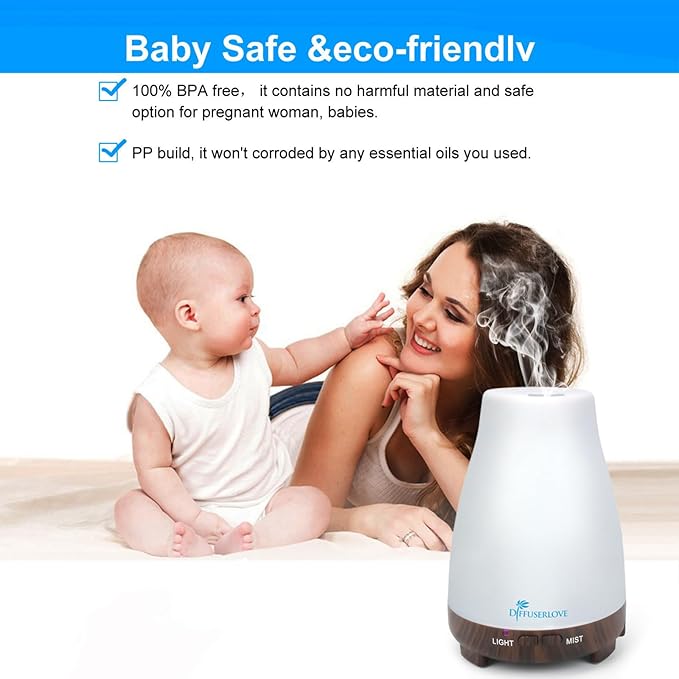 Diffuserlove Essential Oil Diffusers 200ML Remote Control Diffuser Mist Humidifiers BPA-Free Aromatherapy Diffuser (Black Base) - Image 3
