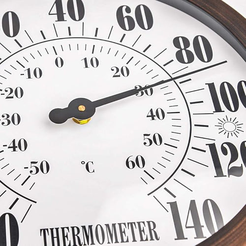 12" Large Outdoor Thermometer - Garden Thermometer Outdoor Decorative, Weather Thermometer Indoor Outdoor with Stainless Steel Enclosure, No Battery Needed - Image 2