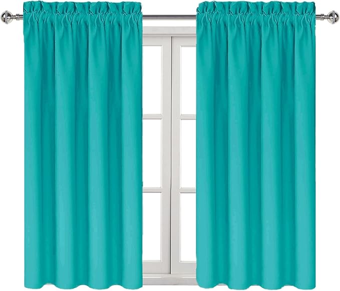 DWCN Blackout Curtains for Living Room Thermal Insulated, Energy Saving & Noise Reducing Bedroom Curtains, Peacock Blue, W 42x L 54 Inch, Set of 2 Rod Pocket Curtain Panels - Image 9