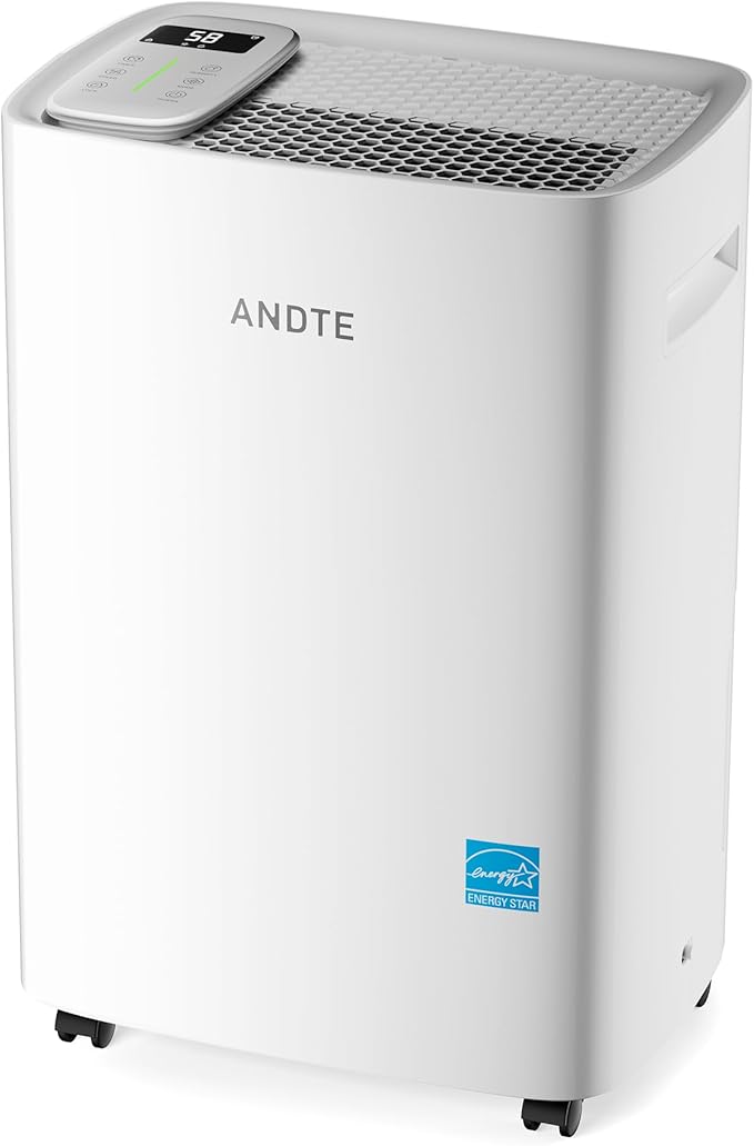4500 Sq.Ft Energy Star Dehumidifier for Basement, ANDTE 52 Pints Home Dehumidifiers with Drain Hose & Tank for Large Room,Bathroom, Smart Humidity Control, Touch Control Panel, Auto Defrost by ANDTE